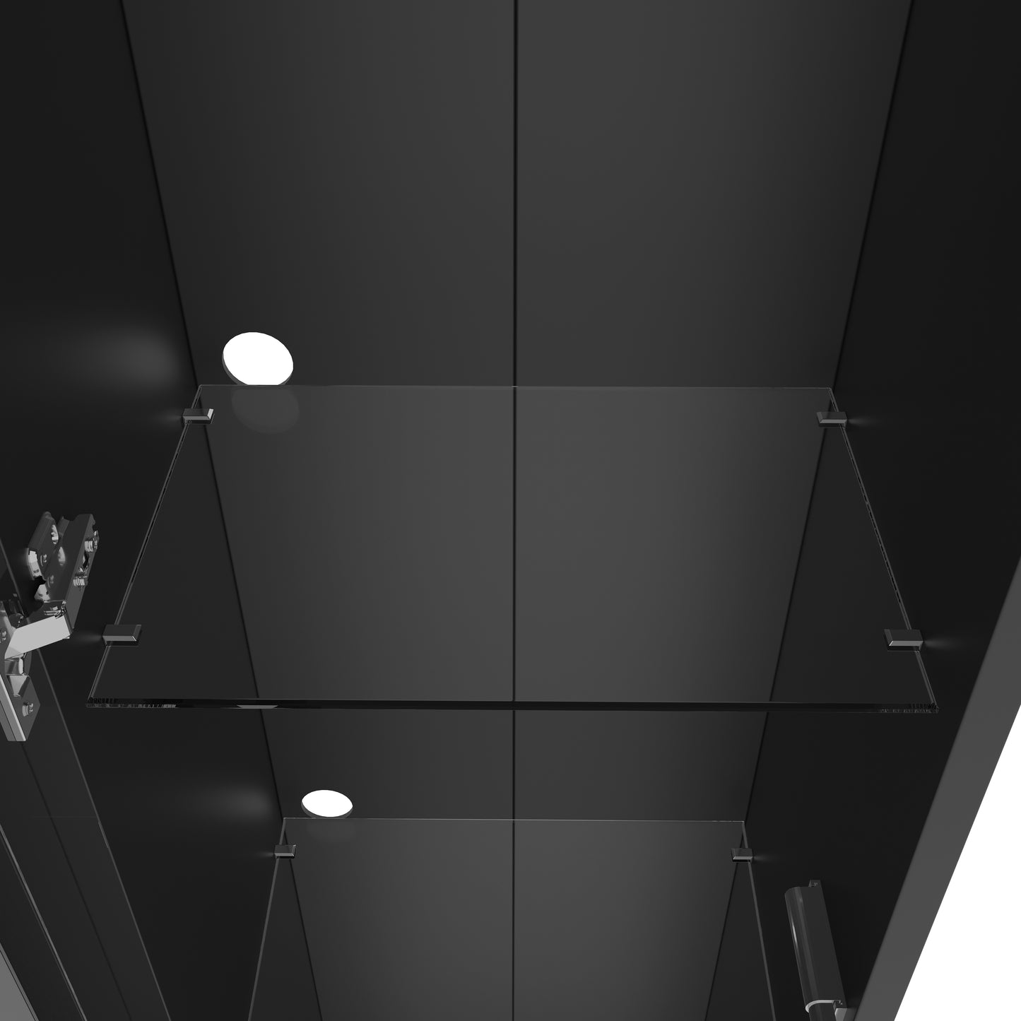 Multifunktionale Vitrine, Glastrennwand, LED-Farbwechsel Licht, schlichtes Design, Schwarz