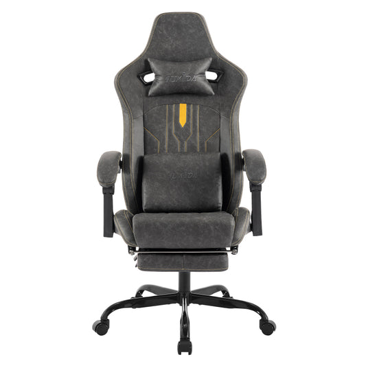 Gaming Stuhl Computerstuhl Ergonomischer Gaming Chair mit Fußstütze Bürostuhl Ergonomischer Computerstuhl mit Lendenwirbelstütze Grey