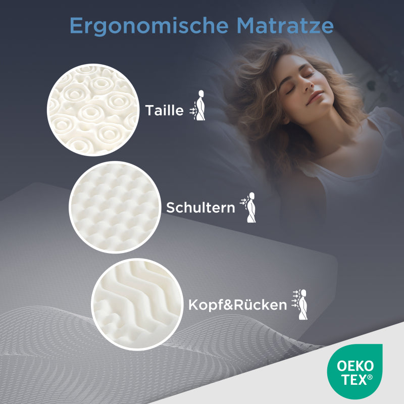 Kaltschaummatratze, 180x200, 7 Zonen Komfortschaummatratze, 20 cm hoch, H3,H2, Ergonomische Kaltschaummatratze mit Griffe