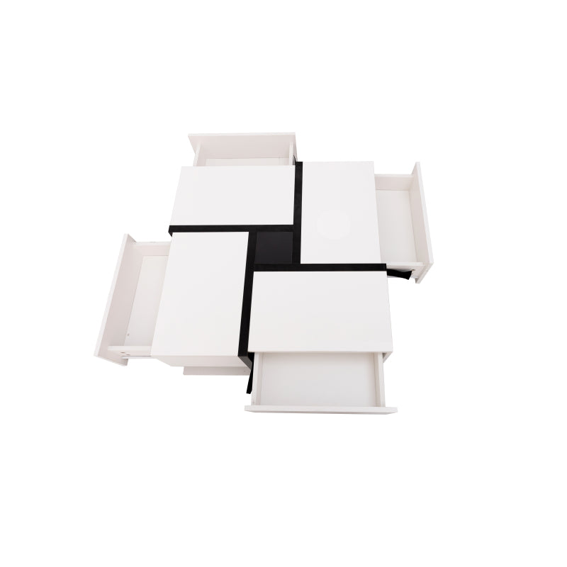 Hochglanz-Couchtisch, Tisch mit 4 Schubladen, einzigartige Farbabstimmung und Liniendesign, Stauraum unten. 78*78*36cm