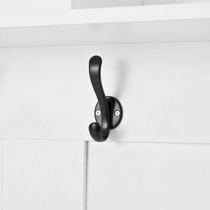 Garderobenset, Komplett-Set Flurgarderobe mit Sitzbank, 6 Haken, 1 Türen & 4 Offener Lagerraum, Weiß