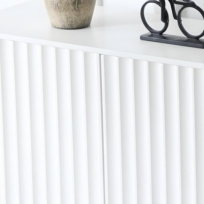 1.5m weißes modernes minimalistisches Sideboard, Aufbewahrungsschrank, Wellenmuster-Design, verstellbare Einlegeböden, 3 Schubladen, geeignet für Küche, Wohnzimmer, Korridor und andere Multi-Szene