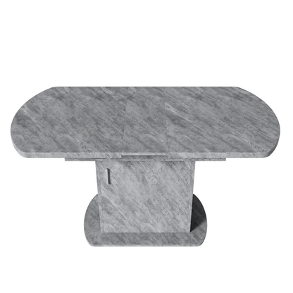Ausziehbarer ovaler Esstisch, L110/130*W70*H75cm, Betonoptik+silberner Griff