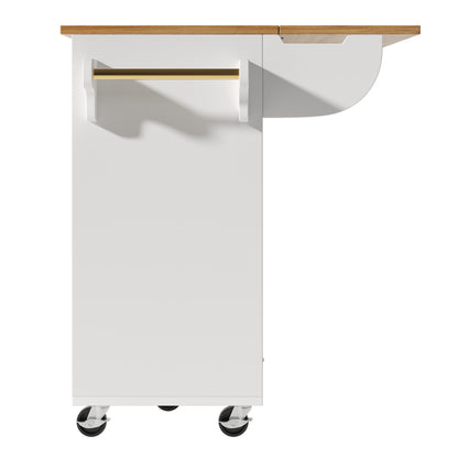 Kücheninsel Küchenwagen auf Rollen mit ausziehbarer Arbeitsplatte Küchenschrank weiß 120x73x90cm Buffetschrank Gewürzregal Handtuchhalter verstellbar