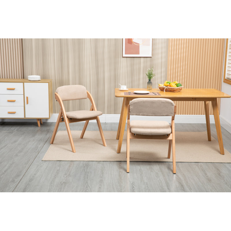 Folding Chairs with Padded Seats, Set of 2 with Removable Cover Folding Extra Chair for Guests Kitchen Office Wedding Party Picnic, Khaki