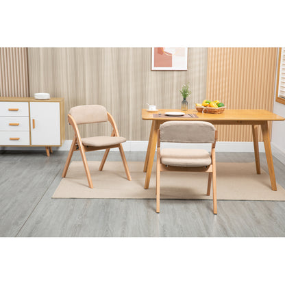 Folding Chairs with Padded Seats, Set of 2 with Removable Cover Folding Extra Chair for Guests Kitchen Office Wedding Party Picnic, Khaki