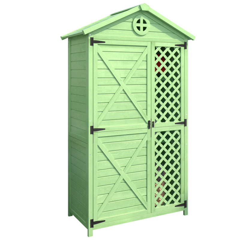 Outdoor Holz Gartenmöbel Aufbewahrungsschuppen, Werkzeughaus für Garten, Terrasse, verblassungsfrei, wetterfest, wartungsfrei, umweltfreundlich, sicher und geschützt, grün