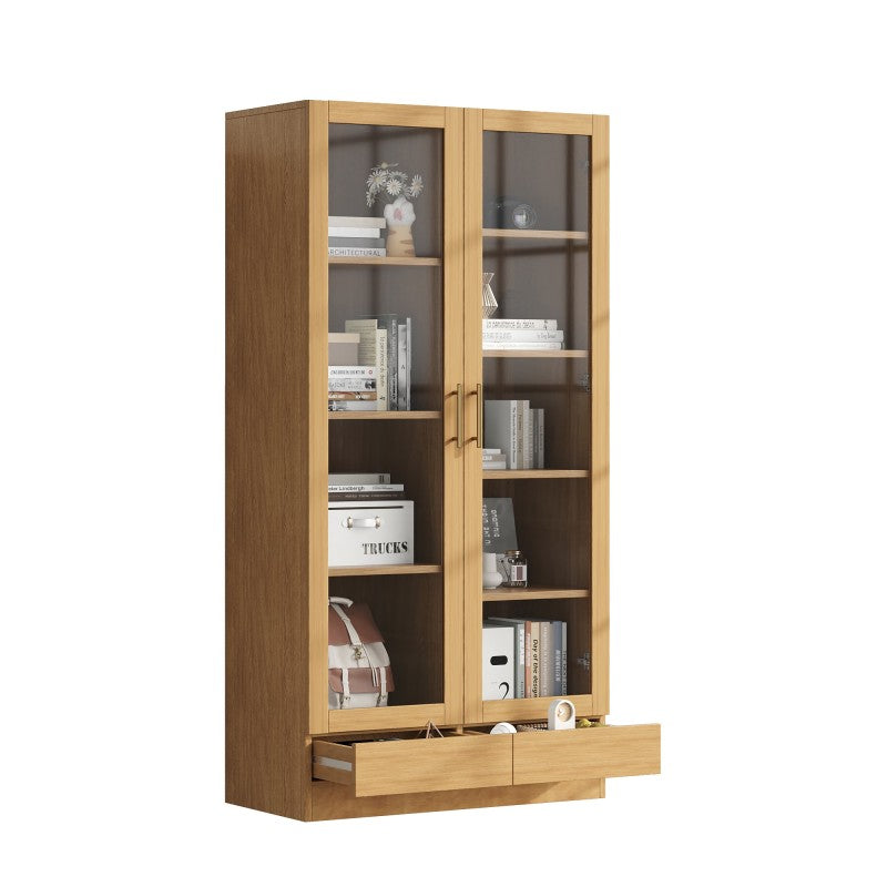 Glasvitrine (Büroschrank/Bücherregal/Aktenschrank/Aufbewahrungsregal) , 80*40*160 cm, Holzfarbe