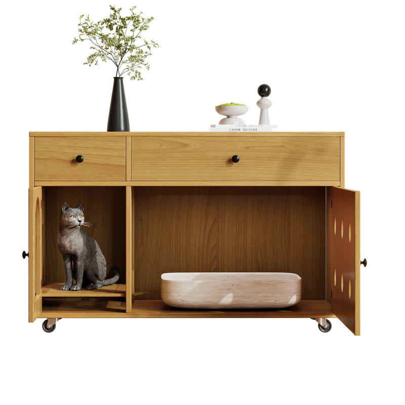 Katzenschrank/Katzenhaus mit abnehmbare Sandablassplatte, geruchsisoliert, ohne Katzenklo, 100×45×66 cm (Naturholzfarbe, Gelbmaplefarbe)