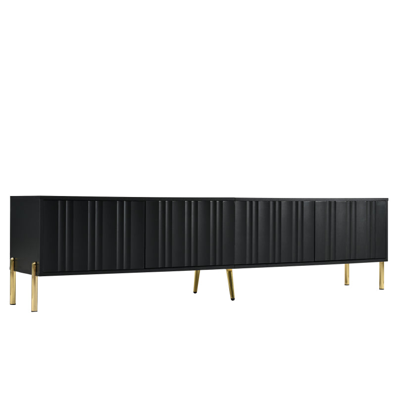 Schwarzes TV-Schrank, 190 cm(L) x 38 cm(W) x 48 cm(H), goldene Tischbeine