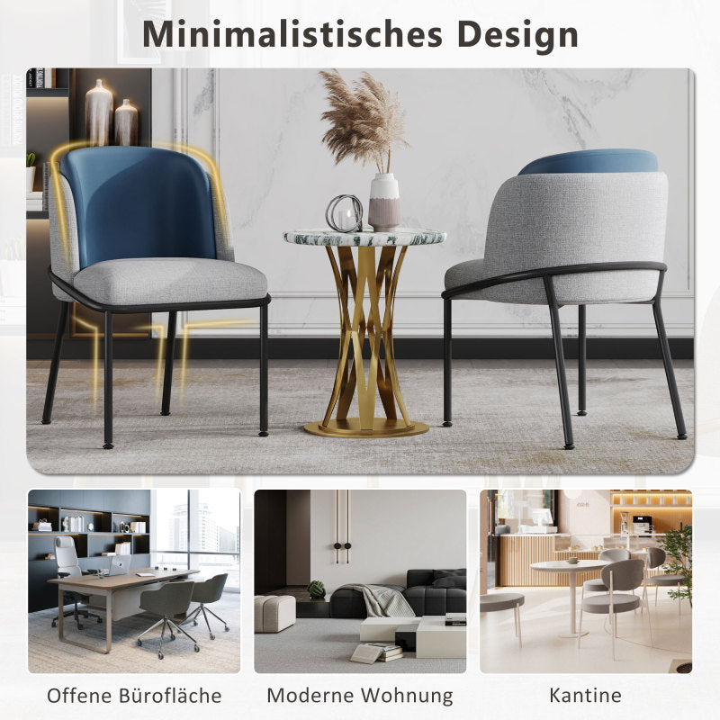 2 St Moderner Stuhl, Ideal für Wohnzimmer, Offene Bürofläche, Esszimmer, Grau+Marine