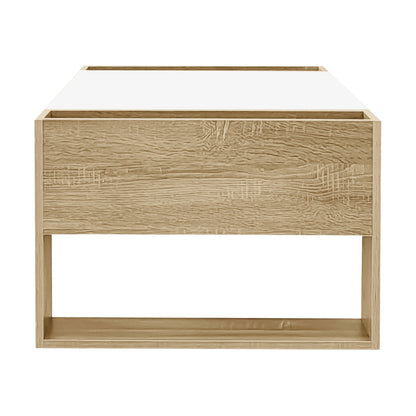Moderner Couchtisch 105 x 60 x 40 cm - teilweise hochglanz, mit Schubladen und offenen Fächern