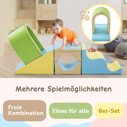 Erlebe Abenteuer mit den Riesigen, Bunten 6-in-1 Schaumstoff-Bausteinen: Kreatives Spielen, Krabbeln durch Bögen und Rutschen