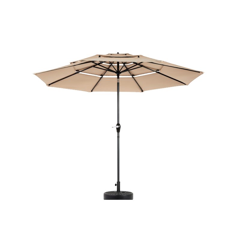 14.8 Ft Double Sided Outdoor Umbrella Rectangular Large with Crank(khaki)(No Base)