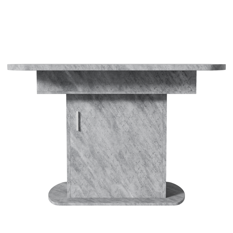 Ausziehbarer ovaler Esstisch, L110/130*W70*H75cm, Betonoptik+silberner Griff