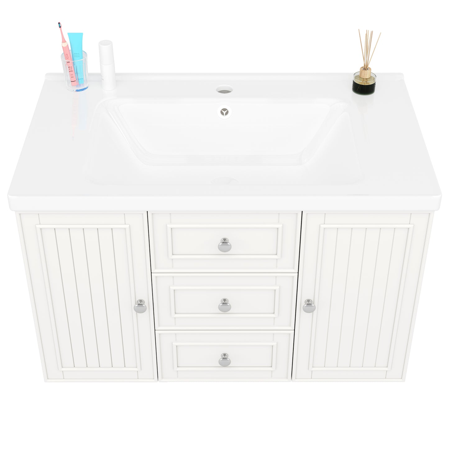 Badezimmerschrank mit Waschbecken,weiß