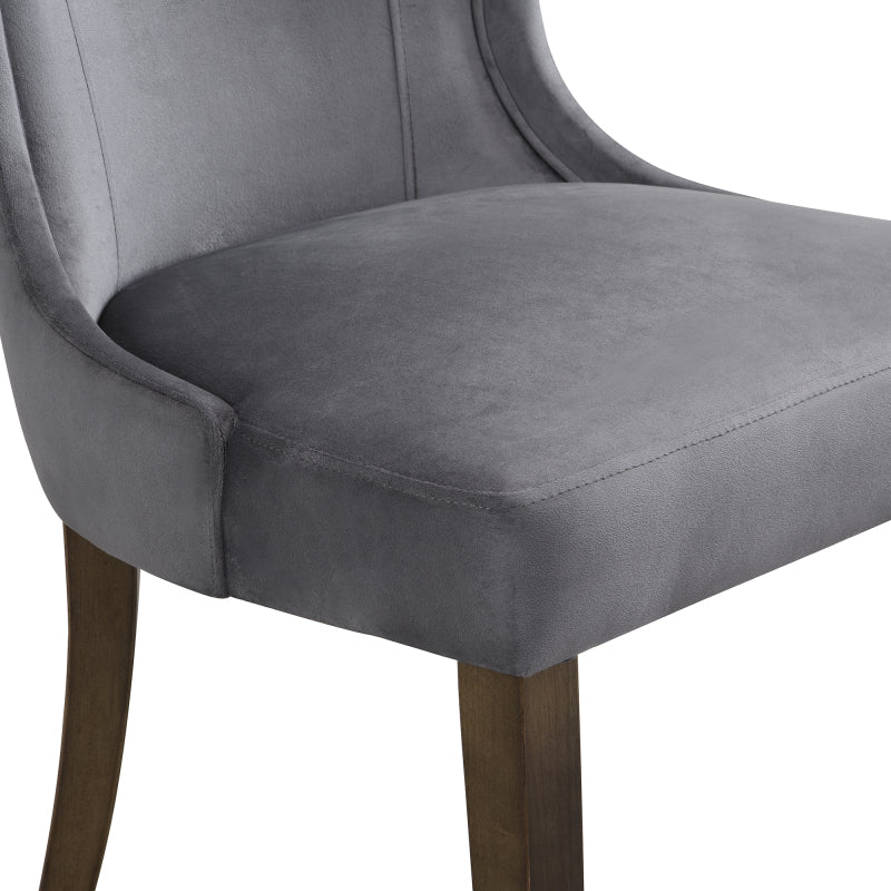 Esszimmerstuhl aus Samt, 2er-Set mit Beinen aus Massivholz, dickes Kissen, verstellbare Beine, Küchenstuhl, Wohnzimmer-Loungesessel, Grau