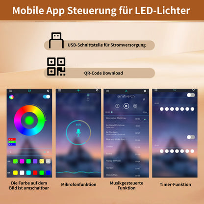Ausziehbarer Esstisch 110-140x80cm mit LED-App-Steuerung & USB, Küchentisch Schwarz/Natur mit Glas-Schranktüren & Snackregal