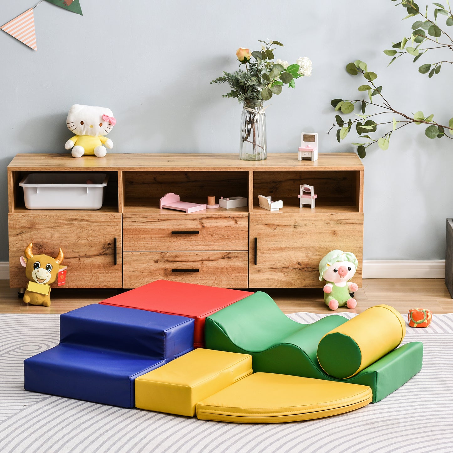 6 TLG Riesenbausteine zum Toben & Klettern Großbausteine für Kinder. Treppe und Rutsche für Kinder - Spielzeug zum Klettern, Rutschen und Krabbeln. im Vorschulalter & Babys Softbausteine, bunt.