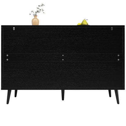 Esszimmerschrank (120×35×78cm), Esszimmer- und Wohnzimmer-Aufbewahrungsschrank, einzigartiges Schranktürdesign, freistehender Schrank, Antidumping, Fischgrätenmuster, geschnitzte Tür, schwarz