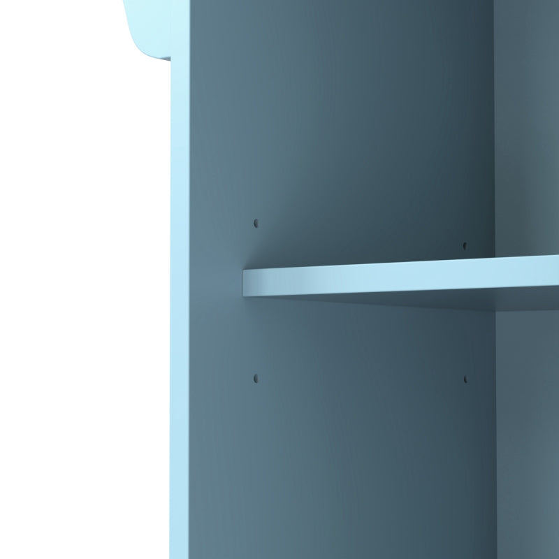 Esswagen/Anrichte, 112x40(70)x94 cm, Blau, Klappbare Massivholzoptik-Arbeitsplatte, mit Ablagetür, Rollen & Auswechselbaren Massivholzfüßen, für Küche & Esszimmer
