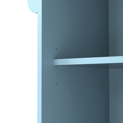 Esswagen/Anrichte, 112x40(70)x94 cm, Blau, Klappbare Massivholzoptik-Arbeitsplatte, mit Ablagetür, Rollen & Auswechselbaren Massivholzfüßen, für Küche & Esszimmer