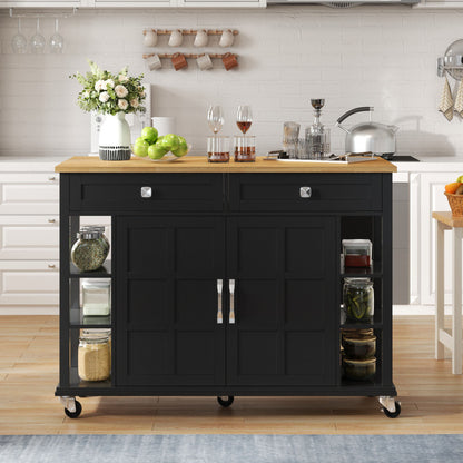 Multifunktionaler Küchenwagen mit klappbarer Arbeitsplatte, 120×65 cm erweiterbar, 2 Schubladen, geräumige Aufbewahrung, auf Rollen – Stilvoller Servierwagen für Küche, Esszimmer & Wohnzimmer