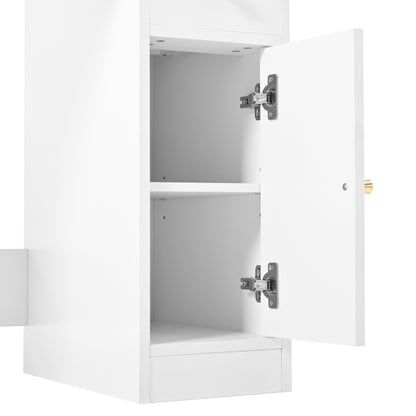 Große Schminktisch mit verstellbaren LED-Beleuchtung und Steckdosen, für das Schlafzimmer, Weiß