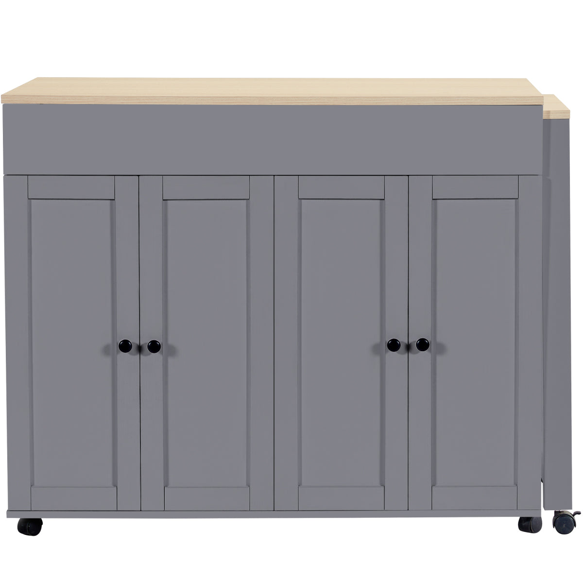 Ausziehbarer Bartisch 118-180cm, Stehtisch mit 6 Ablagefächern, Grau