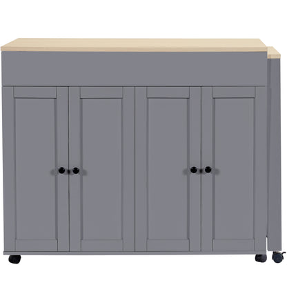 Ausziehbarer Bartisch 118-180cm, Stehtisch mit 6 Ablagefächern, Grau