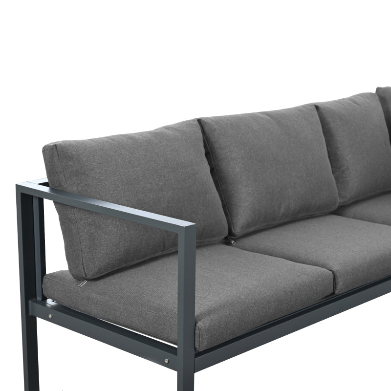 Garten Loungesessel Set, Eckloungesessel, Gartenmöbel für 4-5 Personen, mit Beistell- und Couchtisch, wetterfeste Loungemöbel, grau, 5er Set, inkl. aller Kissen(preview sku:HW24018AAS)