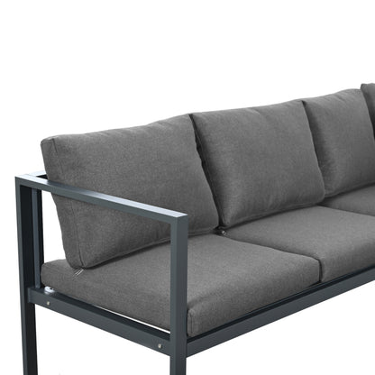 Garten Loungesessel Set, Eckloungesessel, Gartenmöbel für 4-5 Personen, mit Beistell- und Couchtisch, wetterfeste Loungemöbel, grau, 5er Set, inkl. aller Kissen(preview sku:HW24018AAS)