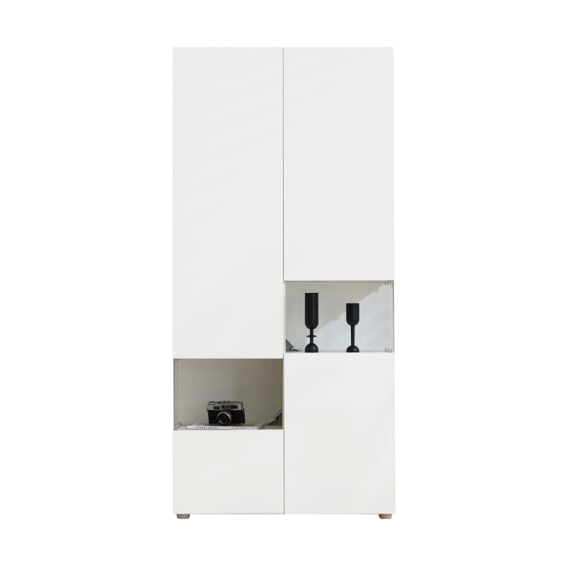 Vitrine mit LED-Beleuchtung, Hochschrank mit transparentes Acryl, für Wohnzimmer Büro Küche, offene Lagerung, Weiß