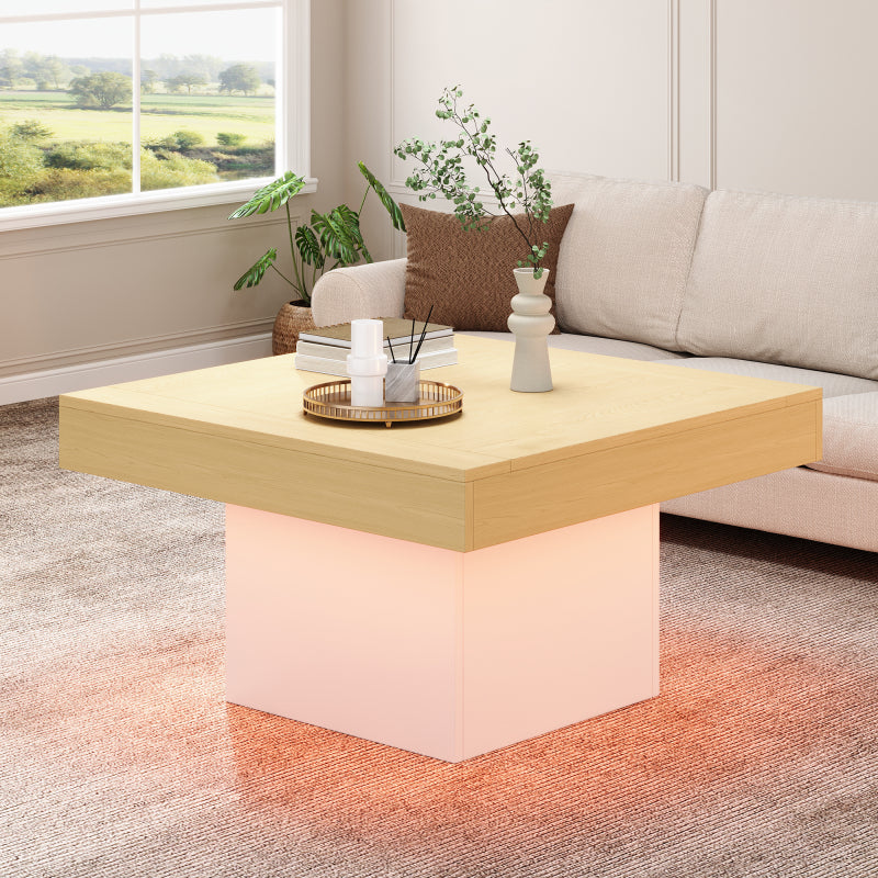 Kreativer LED-Couchtisch in Pilzform, 70x70x40 cm – Stilvoller, quadratischer Beistelltisch, 30 kg Tragkraft, modernes Design für Wohnzimmer