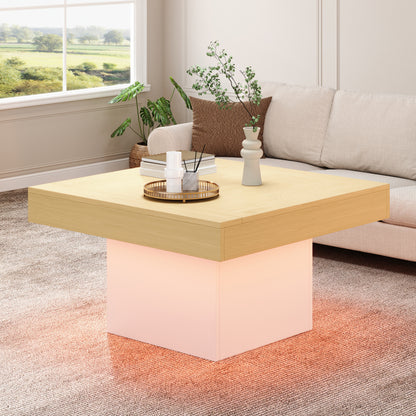 Kreativer LED-Couchtisch in Pilzform, 70x70x40 cm – Stilvoller, quadratischer Beistelltisch, 30 kg Tragkraft, modernes Design für Wohnzimmer