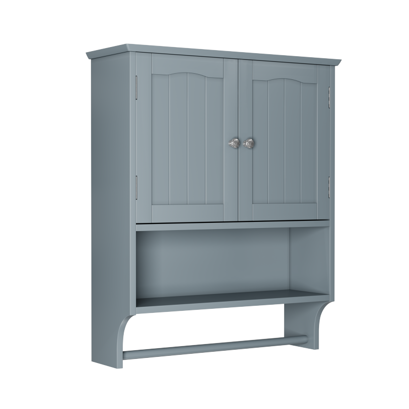 Badezimmer Wandschrank mit Handtuchhalter, hellgrau