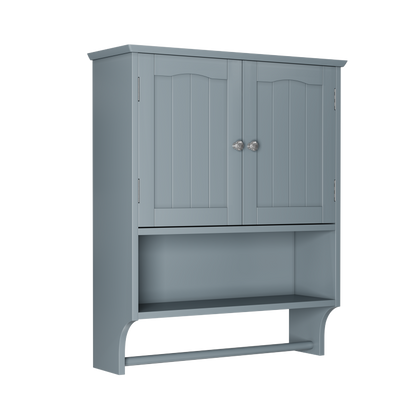 Badezimmer Wandschrank mit Handtuchhalter, hellgrau