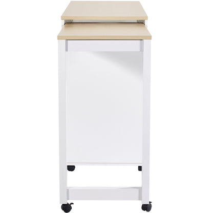 Ausziehbarer Bartisch 118-180cm, Stehtisch mit 6 Ablagefächern, Weiß