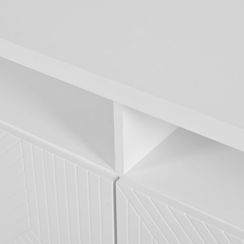 Kommode / Sideboard / Flurschrank mit 2 offenen Fächern und 4 Türen, Weiß