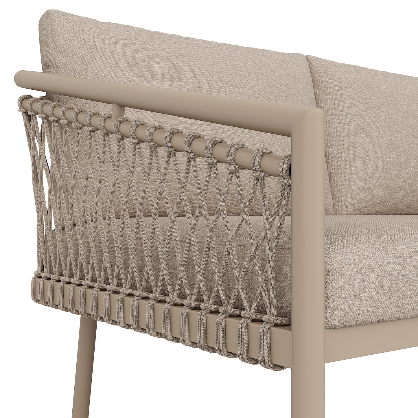 Garten Lounge Set, Seil Gartenmöbel Set, Modernes Outdoor Sofa Set Handgewebtes Seil, Inklusive Aller Sitz- Und Rückenkissen, Balkonset, Garten Und Terrasse, Khaki