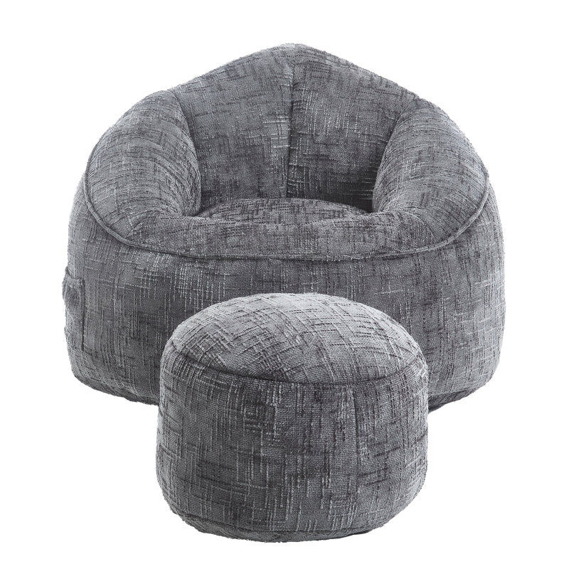 Sitzsack Sofa Stuhl für Erwachsene mit Fußstütze, Grau