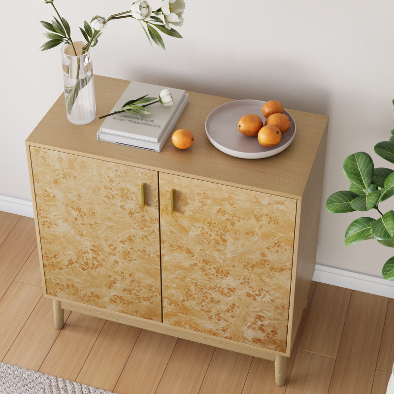Buffetschrank im Landhausstil mit Massivholzbeinen & verstellbaren Regalen – Deko Schrank für Wohnzimmer, Flur & Eingangsbereich