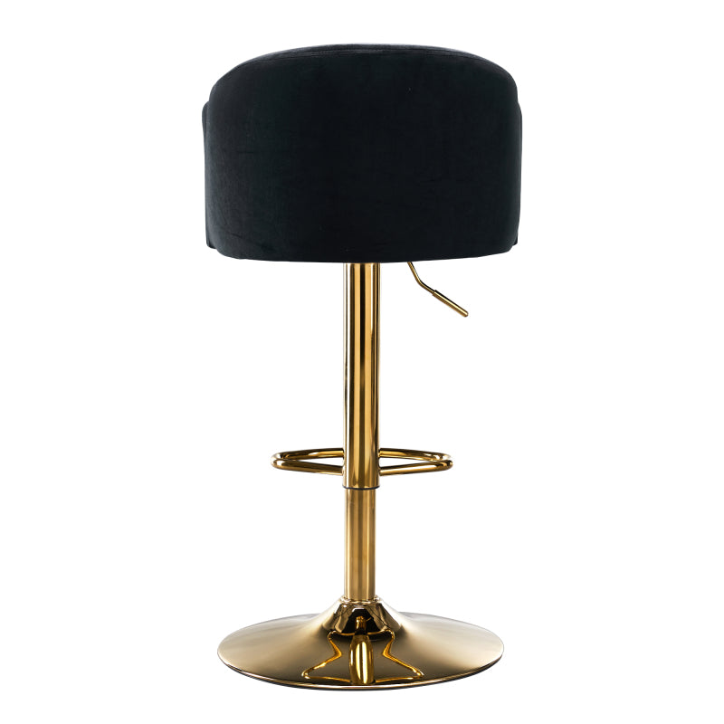 Moderner drehbarer höhenverstellbarer Barhocker, moderner Barhocker für Küche, Bar und Restaurant Theken, Hubhocker mit Rückenlehne und goldener Fußstütze (black.Set of 2)
