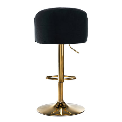 Moderner drehbarer höhenverstellbarer Barhocker, moderner Barhocker für Küche, Bar und Restaurant Theken, Hubhocker mit Rückenlehne und goldener Fußstütze (black.Set of 2)