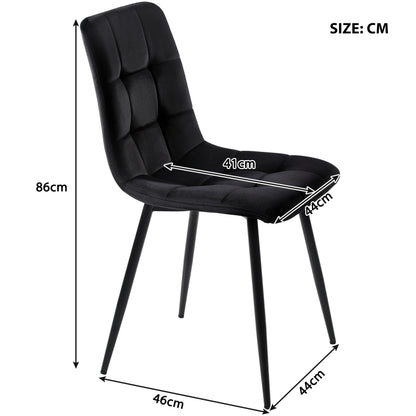 Esszimmerstuhl (4 St), Sitzfläche aus Samt Gestell aus Metall, Schwarz