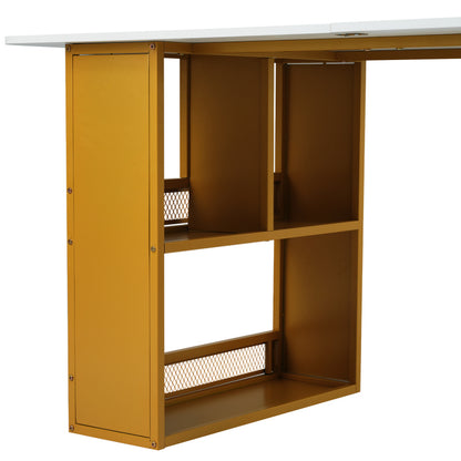 Essgruppe, (Set mit Esstisch, 6 Stühlen), Weiß und Gold
