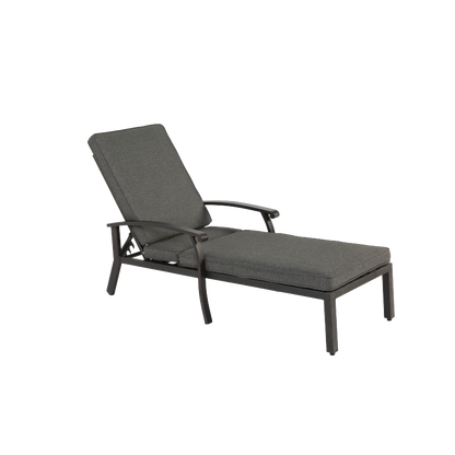 Lounge Patio Chair with Cotton Cushion, Adjustable Reclining Rust-Resistant Aluminum  Poolside Chaise Lounge Furniture, Waterproof Grey Cushion (1pc)