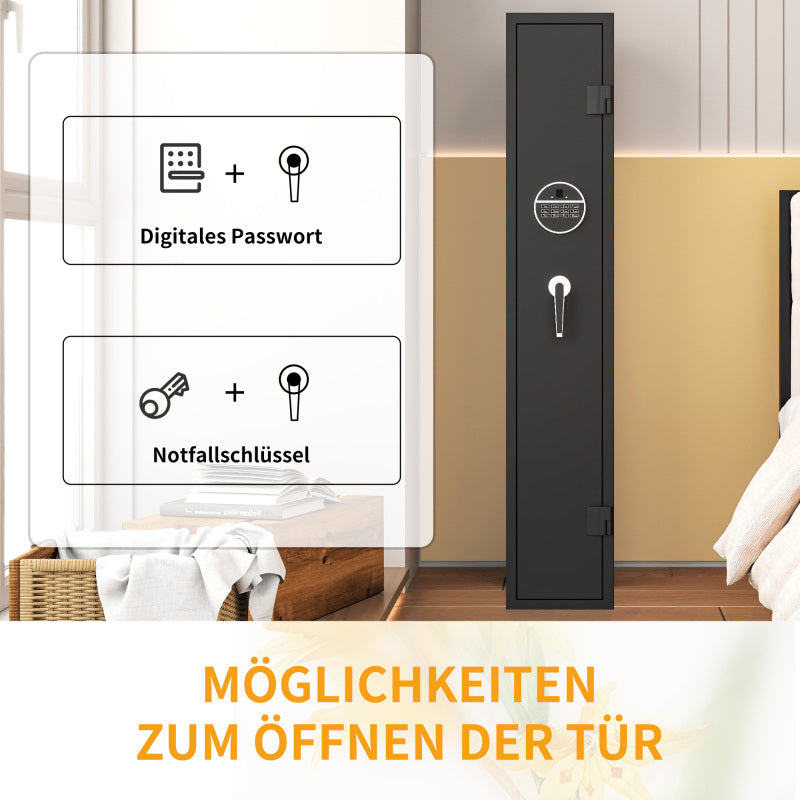 Gewehrschrank für 3 Langwaffen, Gewehrsafe für Gewehre und Pistolen, Schrotflinten-Safe, Schnellzugriff. Geeignet zur sicheren Aufbewahrung von Langwaffen und Schuss. H138 cm × B25 cm ×T25 cm
