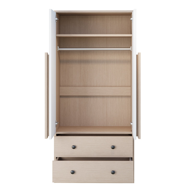 Kleiderschrank 70*40*170cm, Doppeltüren-Design, mit Schubladen und Ablagefächern, holzfarbe+weiß