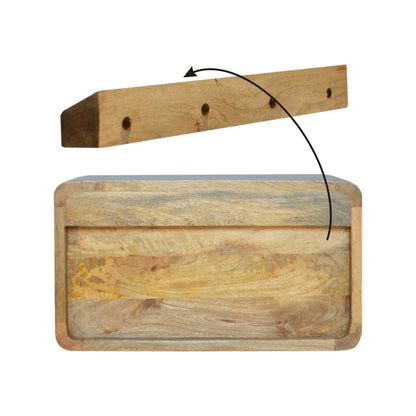 Schwebender Nachttisch aus massivem Mangoholz – Oak-ish Finish, 2 Schubladen, Wandmontage, Handgefertigt, Fertig montiert, 45x32x25 cm